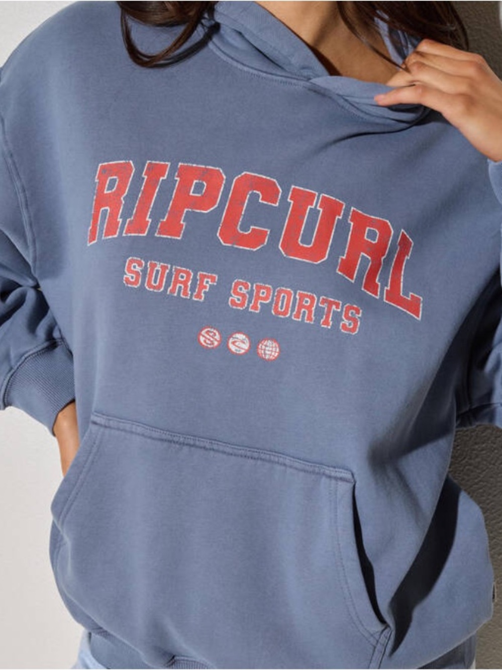 Rip Curl Blue Hoodie with Red Logo
